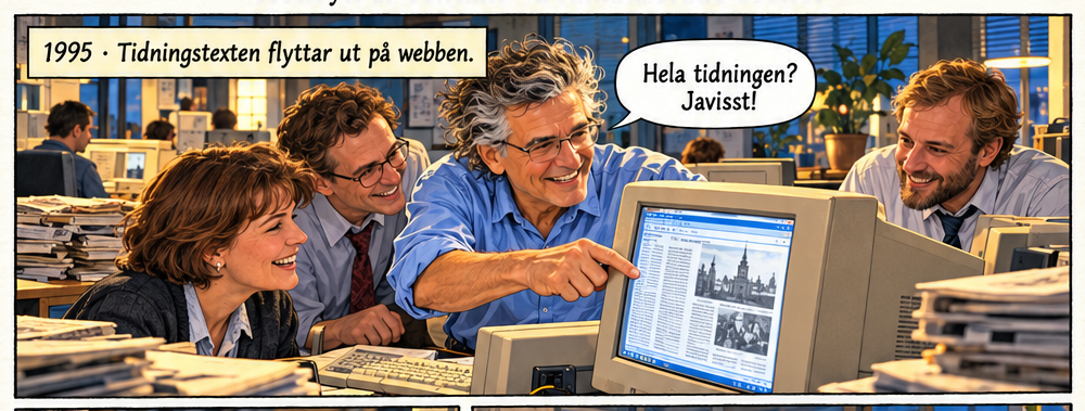 Panel 6. Bildbeskrivning och dialog finns direkt nedan.